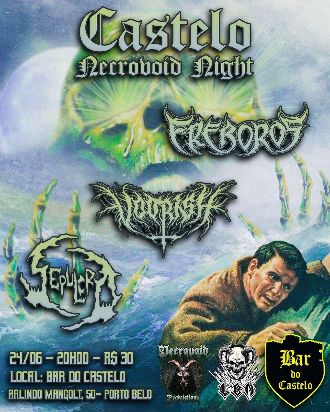 Castelo Necrovoid Night com as bandas Ereboros, Voorish e Sepulcro em Porto Belo-SC