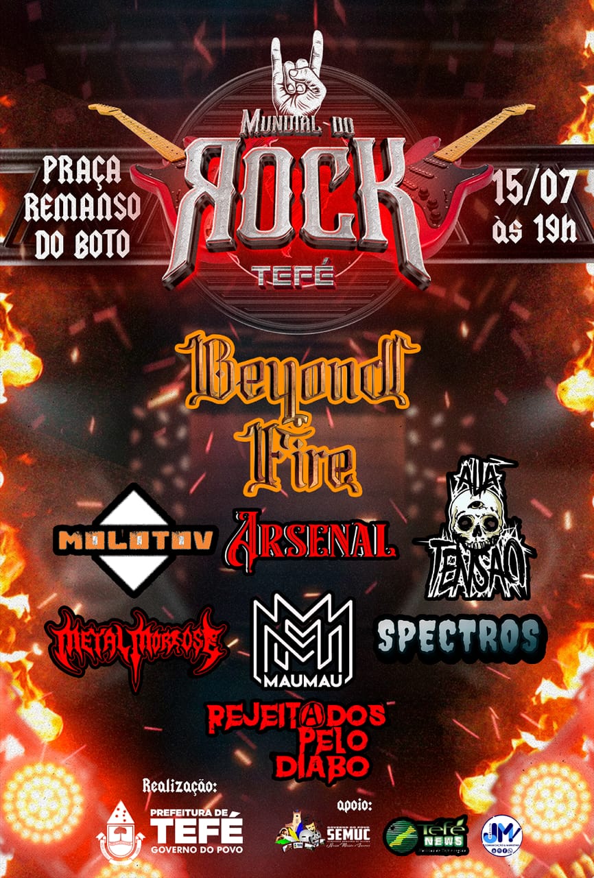 Mundial do Rock Tefé com Beyond Fire e mais sete bandas em Tefé-AM