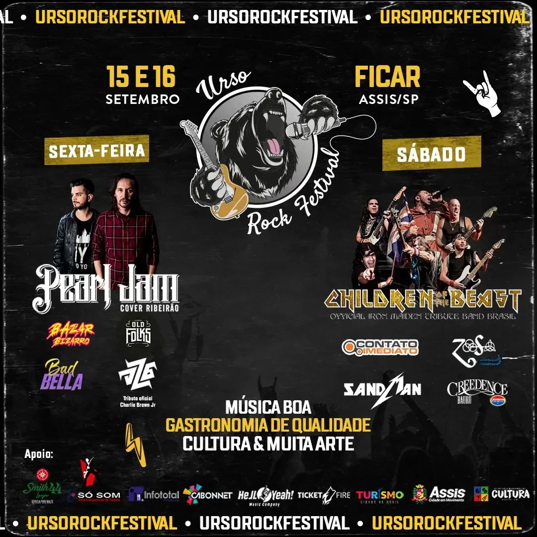 2ª Edição do Urso Rock Festival promete agitar Assis-SP e região com mega estrutura e 10 bandas nos dias 15 e 16 de Setembro