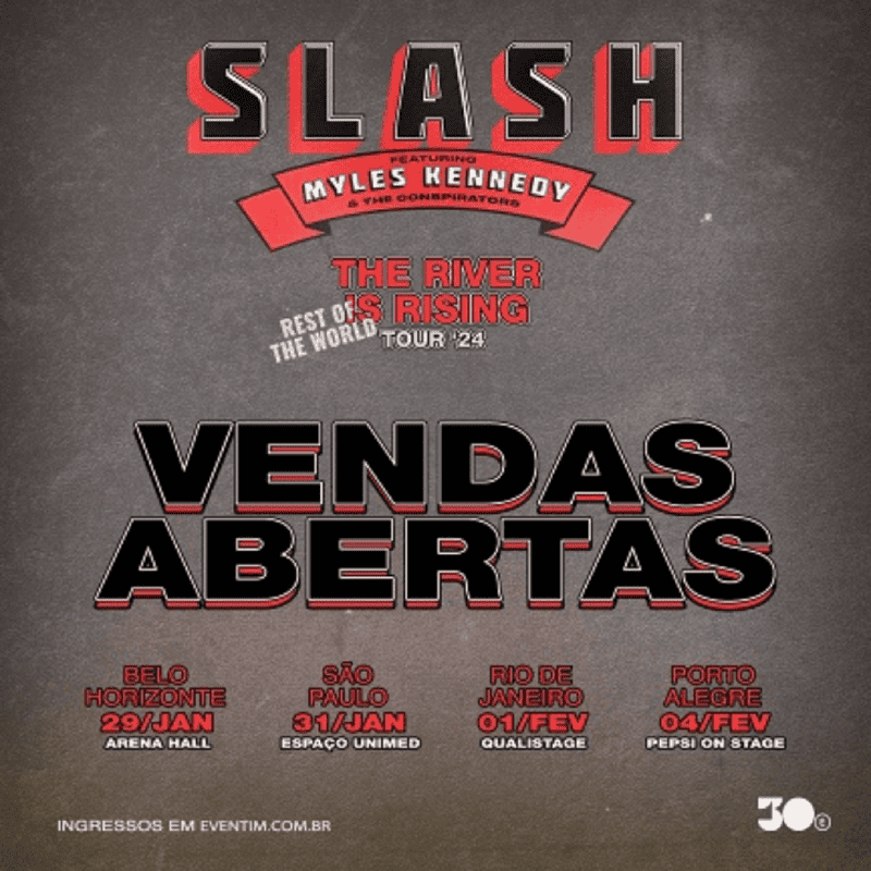 Começa a venda de ingressos para os shows de Slash feat Myles Kennedy & The Conspirators no Brasil