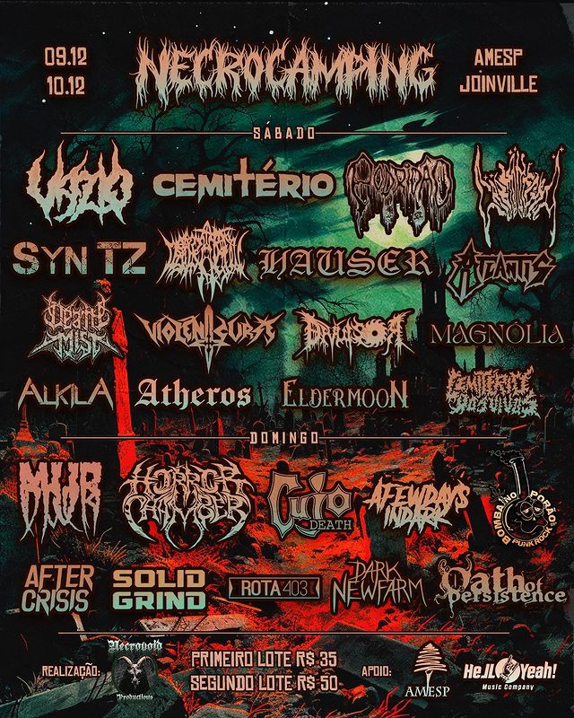 Necrocamping reunirá 26 bandas nos dias 09 e 10 de Dezembro em Joinville-SC