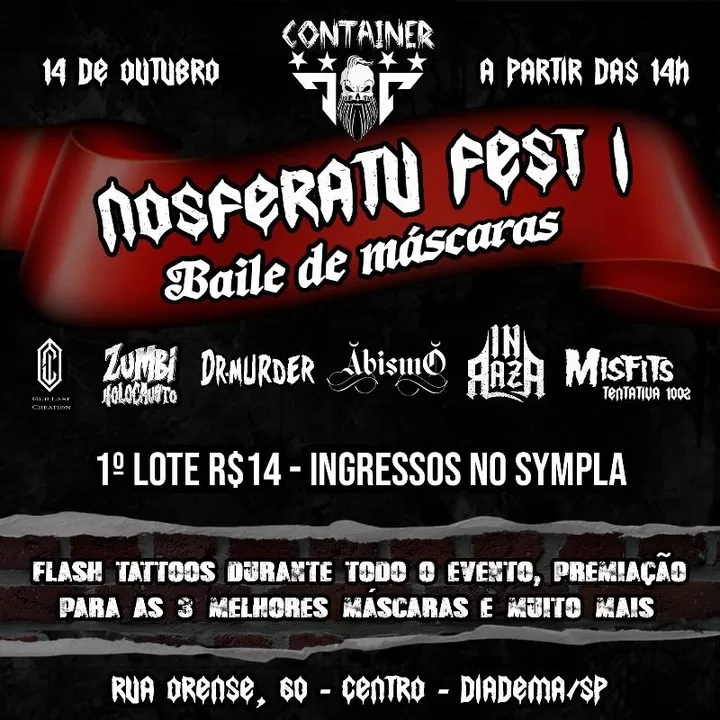 Nosferatu Fest I com Our Last Creation, Zumbi Holocausto, Dr. Murder, Abismo, InRaza e Misfits Tentativa 1002
