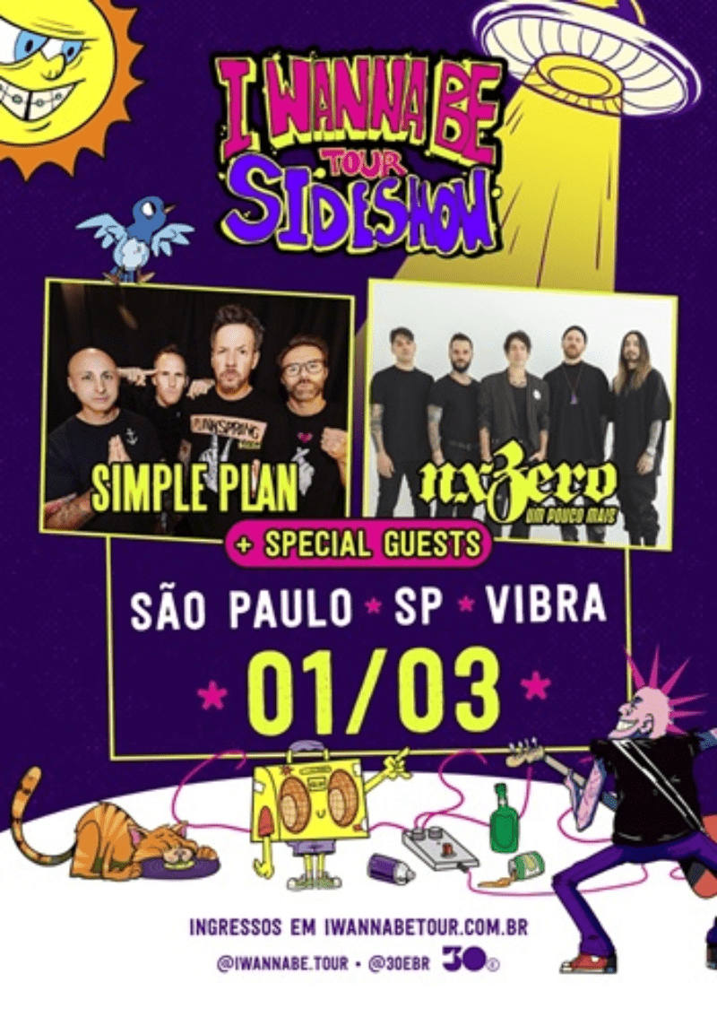 I Wanna Be Tour terá side show em São Paulo com Simple Plan e NX Zero