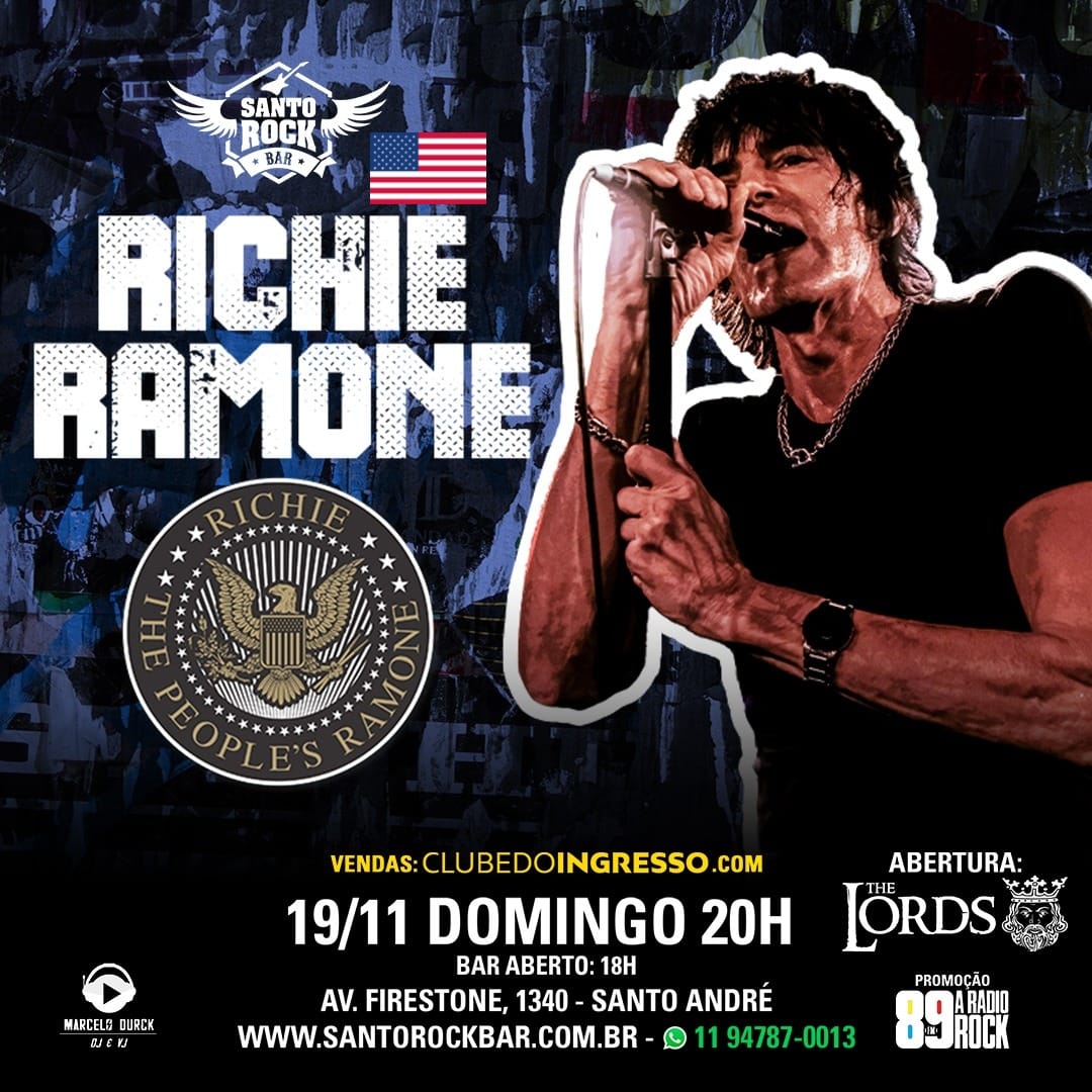 Richie Ramone: Baterista dos Ramones nos anos 80 se apresenta em Santo André no domingo