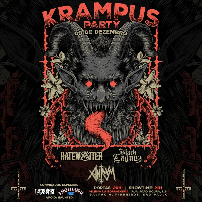 Hatematter lança novo álbum em show especial na Krampus Party, no La Iglesia, junto às bandas Black Laguna e Antrvm