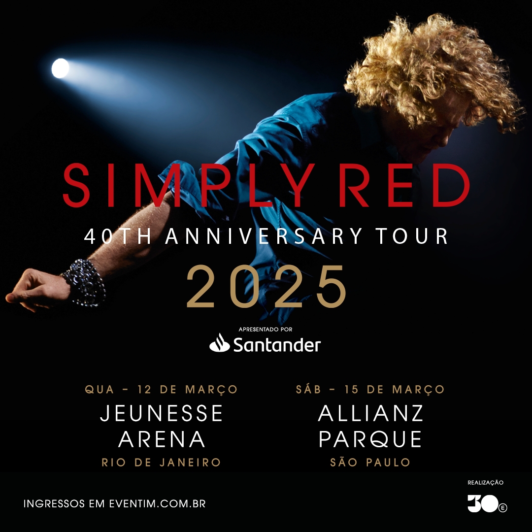 Começa a venda de ingressos para os shows da turnê comemorativa do Simply Red no Brasil