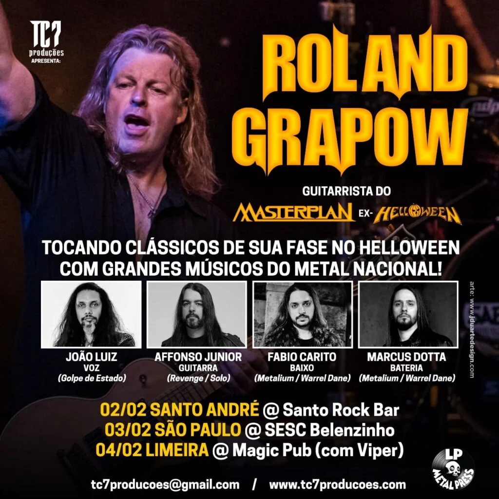 Roland Grapow (MasterPlan, ex-Helloween) confirma 3 shows no Brasil junto a time brasileiro de peso!