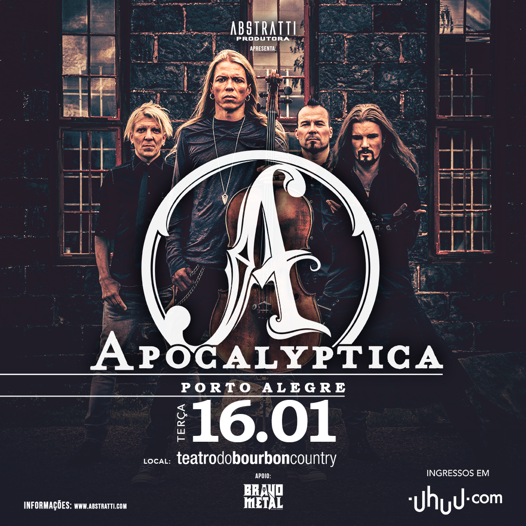 Metal sinfônico e instrumental do Apocalyptica (Finlândia) ganha voz no show de Porto Alegre, na terça-feira (16)