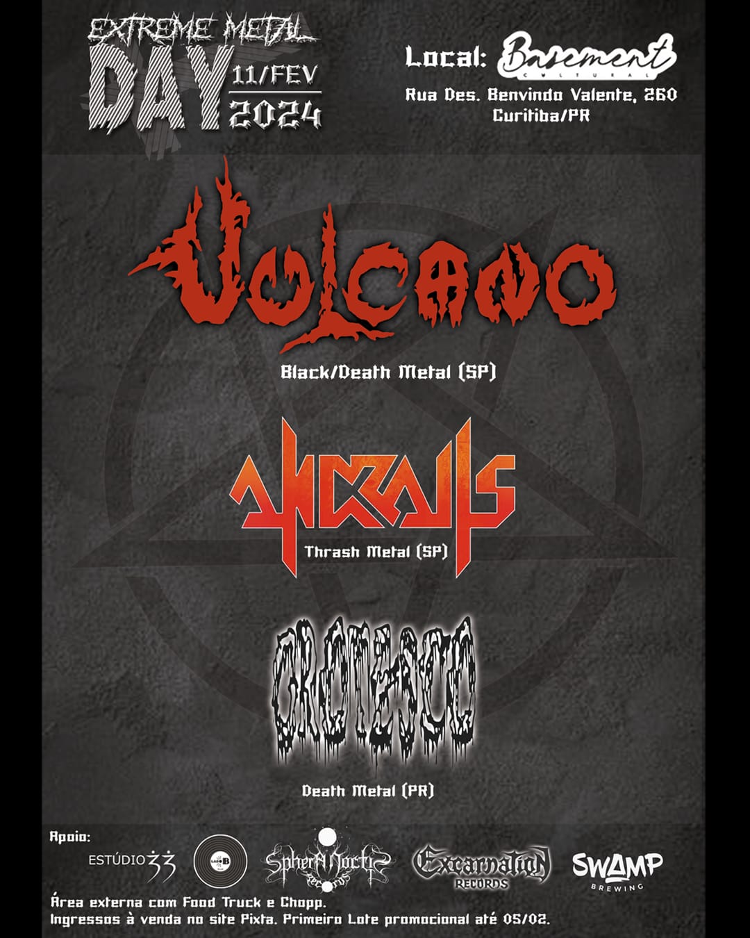 VULCANO: Lenda se apresenta ao lado de Andralls e Grotesco no ‘Extreme Metal Day’ em Curitiba/PR 