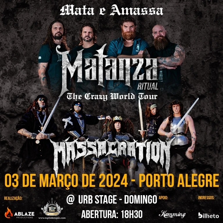 “Vai ter uma porrada de coisa, e a gente dando o sangue”, diz Jimmy London (Matanza Ritual) sobre show com Massacration em Porto Alegre dia 3 de março