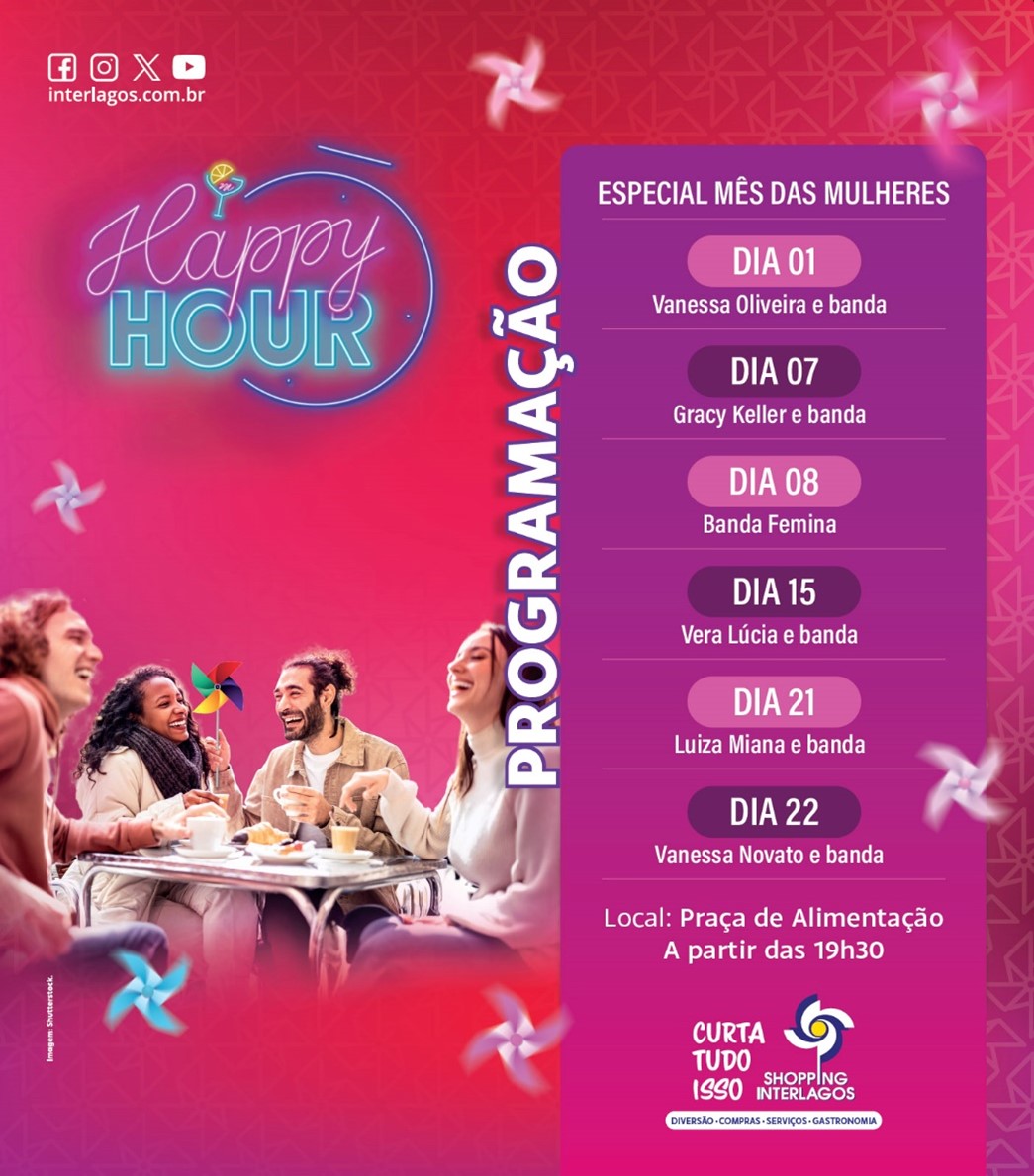 Gratuito: Shopping Interlagos Celebra o Mês da Mulher com cantoras no Happy Hour de Março