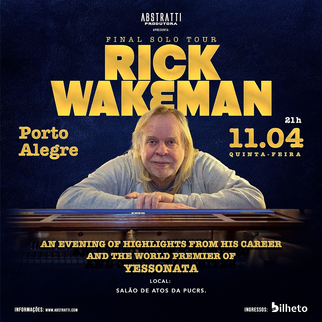 Rick Wakeman faz estreia mundial do formato “Yessonata” na turnê com escala em Porto Alegre dia 11 de abril