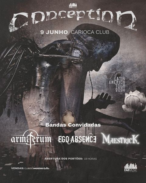 Conception se apresenta no Brasil dia 09 de Junho e convida as bandas Armiferum, Ego Absence e Maestrick para abertura