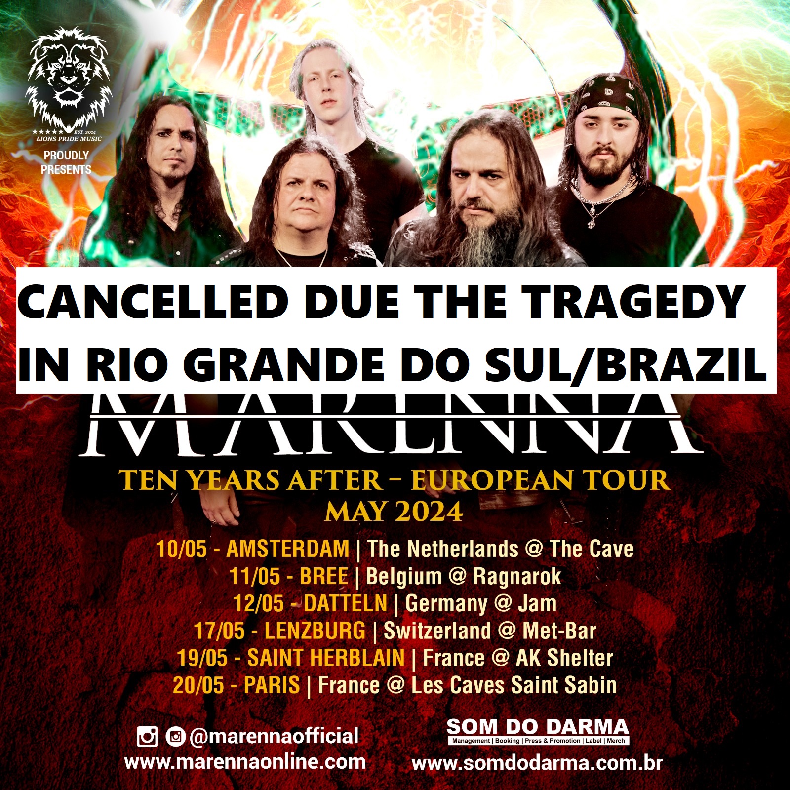 Tragédia no Rio Grande do Sul força Marenna a cancelar sua turnê europeia 