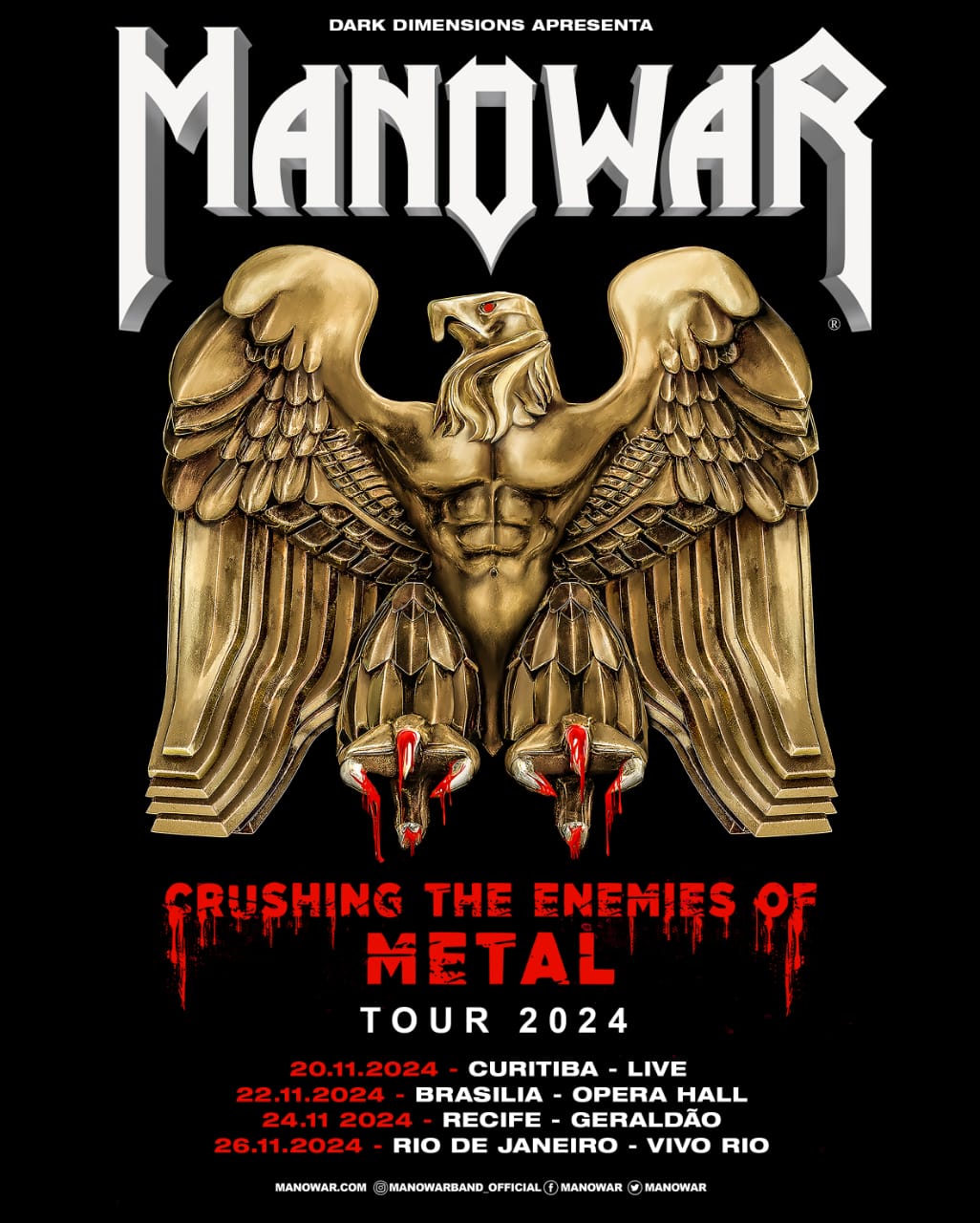  Manowar: Produtora confirma o quarto show no Brasil para novembro!