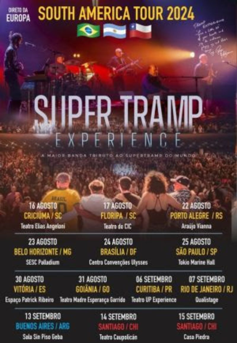 SUPERTRAMP Experience anuncia novos shows pela América do Sul