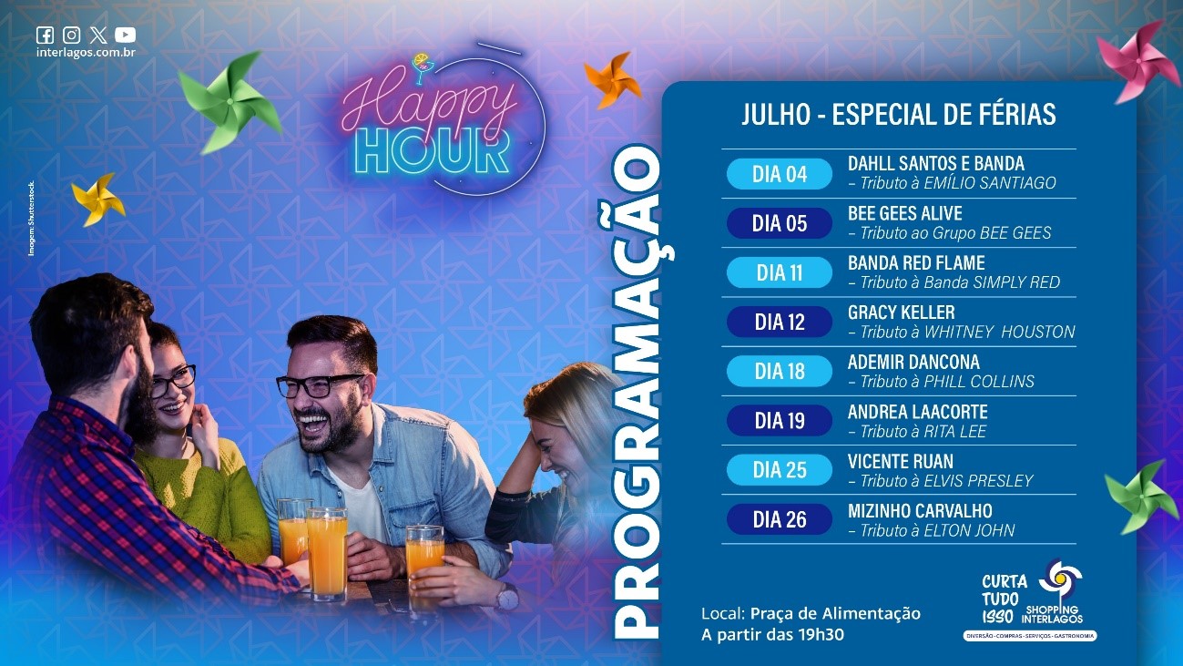 Shopping Interlagos promove Happy Hour de Julho, com homenagens a artistas históricos