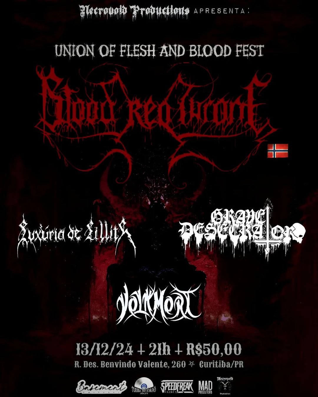 VOLKMORT: Ao lado de Luxúria de Lillith, Grave Desecrator e os noruegueses do Blood Red Throne em dezembro