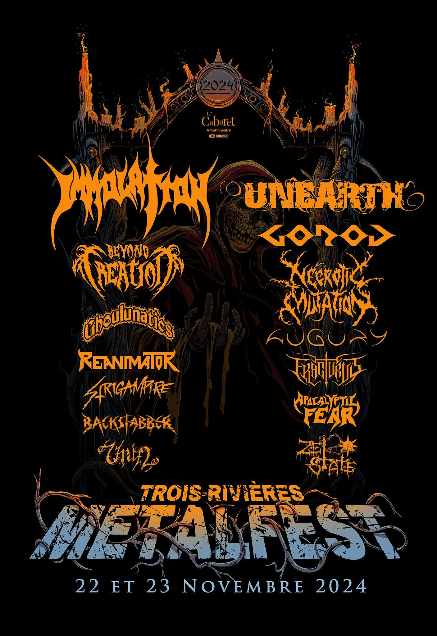 Trois-Rivières MetalFest anuncia programação de 2024 com IMMOLATION, UNEARTH, BEYOND CREATION, GOROD, GHOULUNATICS, AUGURY e muito mais!