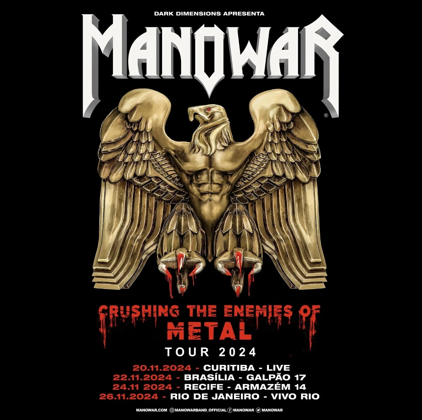 Manowar: Mudanças de Locais dos Shows da Banda em Recife e Brasília