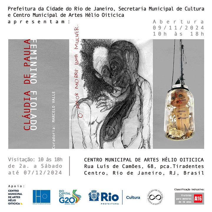 Cláudia de Paula estreia a exposição “Feminino Fiolado” no Centro Municipal de Artes Hélio Oiticica